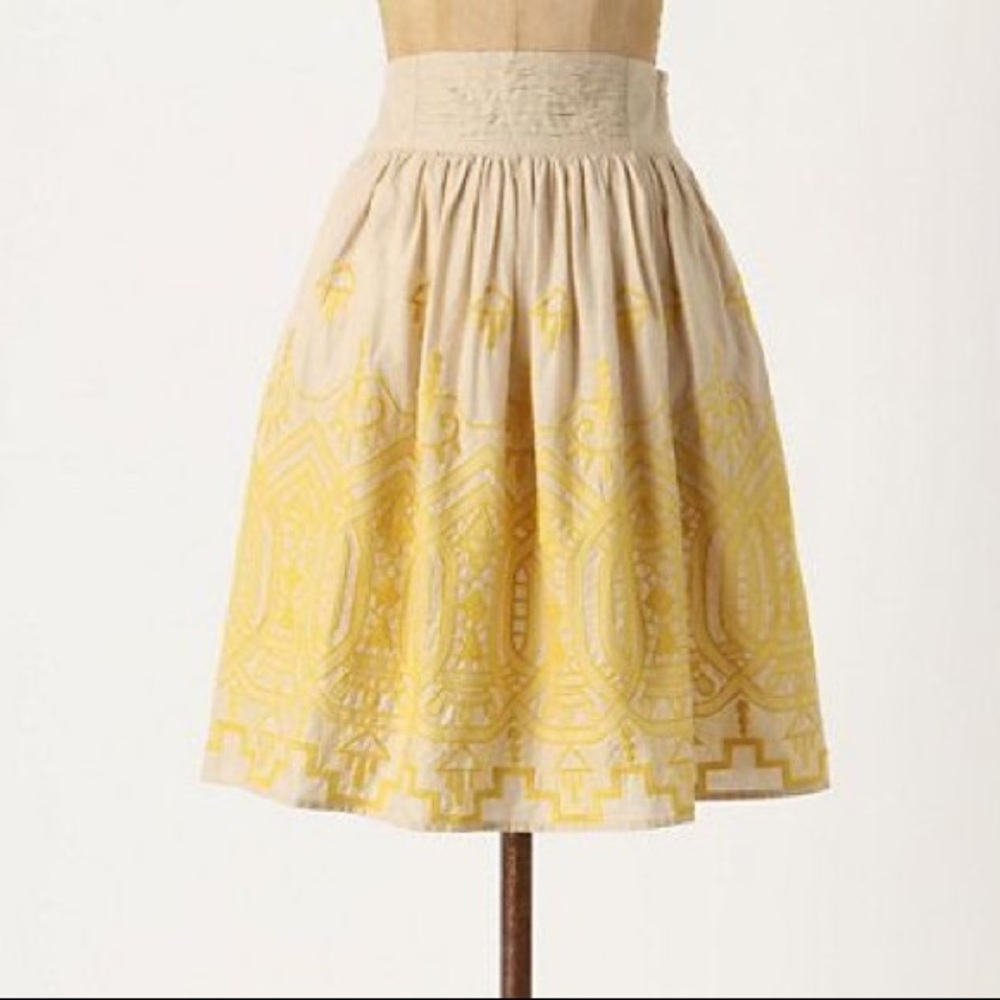 Anthropologie TINY Sun Stitched Skirt Yellow